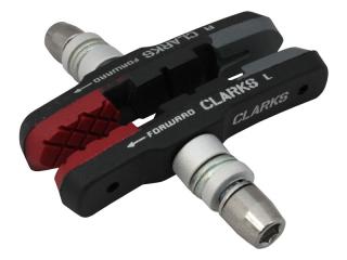 Klocki hamulcowe CLARK'S CPS301 MTB (V-brake, Warunki Suche i Mokre) 72mm czerwono-czarno-szare