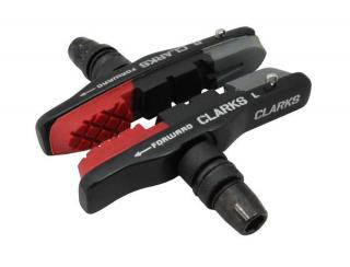 Klocki hamulcowe CLARK'S CPS513 MTB (V-brake, Warunki Suche i Mokre, Lekka obudowa aluminiowa) 72mm czerwono-czarno-szare