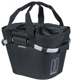 Kosz przedni na kierownicę BASIL CLASSIC CARRY ALL FRONT BASKET KF 15L, czarny + Płytka mocująca do kosza BASIL KLICKFIX ADAPTER system do mocowania n