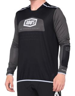 Koszulka męska 100% R-CORE X Jersey długi rękaw black white roz. L (NEW)