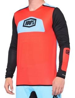 Koszulka męska 100% R-CORE X Jersey długi rękaw fluo red black roz. L (NEW)