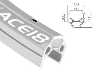 Obręcz mtb ALEXRIMS ACE18 26"x36otw. bok CNC kapslowana srebrna (NEW)