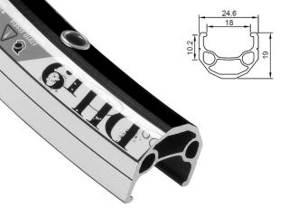 Obręcz mtb ALEXRIMS DH19 26"x32otw. bok CNC kapslowana czarna (NEW)