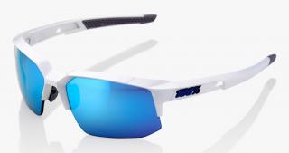 Okulary 100% SPEEDCOUPE Matte White - HiPER Blue Multilayer Mirror Lens (Szkła Niebieskie Lustrzane Wielowarstwowe, LT 12% + Szkła Przeźroczyste, LT 9