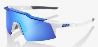 Okulary 100% SPEEDCRAFT SL Matte White/Metallic Blue - HiPER Blue Multilayer Mirror Lens (Szkła Niebieskie Lustrzane Wielowarstwowe, LT 15% + Szkła Pr