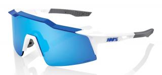 Okulary 100% SPEEDCRAFT SL Matte White/Metallic Blue - HiPER Blue Multilayer Mirror Lens (Szkła Niebieskie Lustrzane Wielowarstwowe LT 15% + Szkła Prz