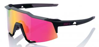 Okulary 100% SPEEDCRAFT Soft Tact Graphite - Purple Multilayer Mirror Lens (Szkła Fioletowe Lustrzane Wielowarstwowe, LT 24% + Szkła Przeźroczyste, LT