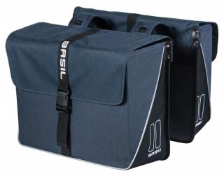 Sakwa miejska podwójna BASIL FORTE DOUBLE PANNIER BAG 35L, Universal Bridge System, wodoodporna poliester, navy blue black (NEW 2024)