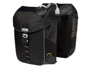 Sakwa miejska podwójna BASIL MILES TARPAULIN DOUBLE PANNIER BAG 34L, Universal Bridge System, 100% wodoodporna black lime (NEW 2024)