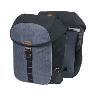 Sakwa miejska podwójna BASIL MILES TARPAULIN DOUBLE PANNIER BAG MIK 34L, MIK System (ready to go), 100% wodoodporna black slate (NEW 2024)