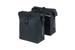 Sakwa podwójna BASIL SOHO DOUBLE PANNIER BAG NORDLICHT MIK, MIK System (ready to go) 41L 100% wodoodporna night black oświetlenie Nordlicht Technology