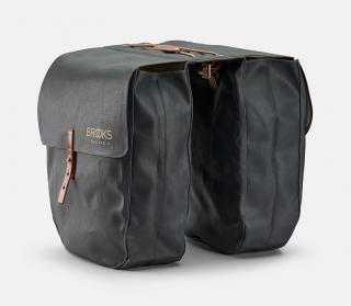 Sakwy BROOKS BRICK LANE PANNIERS, Grey/Honey, Pojemność 2x15L, Mocowanie na paskach, Garbowana skóra (NEW)