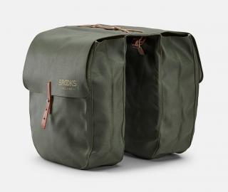Sakwy BROOKS BRICK LANE PANNIERS, Sage Green/Honey, Pojemność 2x15L, Mocowanie na paskach, Garbowana skóra (NEW)