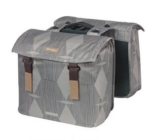 Torba na bagażnik BASIL ELEGANCE DOUBLE PANNIER BAG MIK 40-49L, MIK System (ready to go) wodoodporna chateau taupe (NEW 2024)