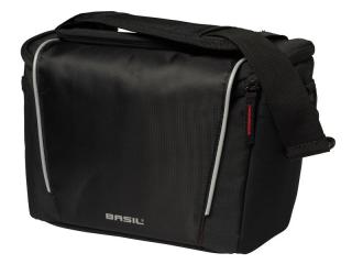 Torba na kierownicę BASIL SPORT DESIGN HANDLEBAR BAG BAG KF 7L, black + Płytka mocująca do kosza BASIL BASEASY + KLICKFIX ADAPTER PLATE system do moco