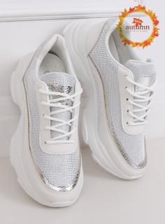 Buty sportowe damskie biało-srebrne