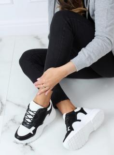 Buty sportowe na koturnie biało-czarne