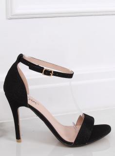 Sandałki na szpilce czarne eleganckie za kostę