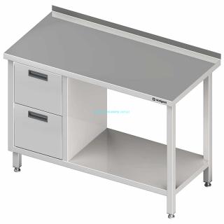 026 Stół przyścienny z blokiem dwóch szuflad (L),i półką 800-1900x700x850 mm