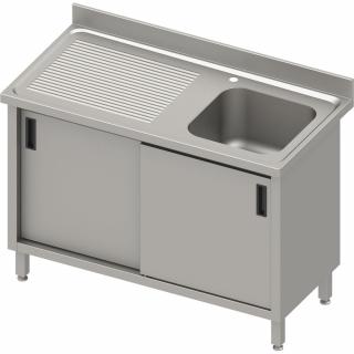 Stół ze zlewem 1-kom.(P),drzwi suwane 1700x700x850 mm, blat tłoczony,rant puszkowy 100x15x10