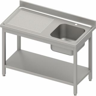 Stół ze zlewem 1-kom.(P),z półką 1800x700x850 mm skręcany, blat tłoczony,rant puszkowy 100x15x10