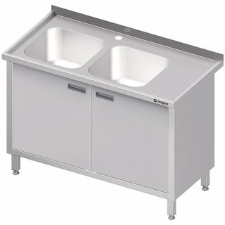 Stół ze zlewem 2-kom.(L),drzwi skrzydłowe 1500x700x850 mm