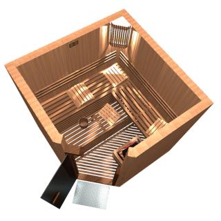 Plany sauny narożnej - 2x2x2 m. Plany do budowy sauny 2x2x2m
