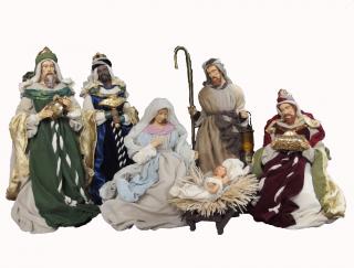 Figury do szopki bożonarodzeniowej - Zestaw bożonarodzeniowy FS70 Classic - Figury w ubraniach z materiału do szopki betlejemskiej szopka betlejemska, figury do szopki  betlejemskiej w ubraniu, stajenka bożonarodzeniowa