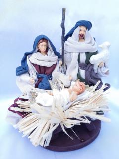 Święta Rodzina - Zestaw bożonarodzeniowy SR18C - Figurki w ubraniu do szopki betlejemskiej szopka bożonarodzeniowa,  stajenka betlejemska,  ładne figurki do szopki