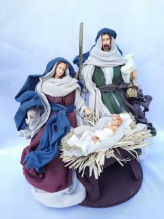 Święta Rodzina - Zestaw bożonarodzeniowy SR26C - Figurki w ubraniu do szopki betlejemskiej szopka bożonarodzeniowa,  stajenka betlejemska,  ładne figurki do szopki