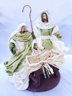 Święta Rodzina - Zestaw bożonarodzeniowy SR26Z - Figurki w ubraniu do szopki betlejemskiej szopka bożonarodzeniowa,  stajenka betlejemska,  ładne figurki do szopki