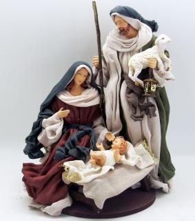 Święta Rodzina - Zestaw bożonarodzeniowy SR36C - Figurki w ubraniu do szopki betlejemskiej szopka bożonarodzeniowa,  stajenka betlejemska,  ładne figurki do szopki