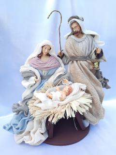Święta Rodzina - Zestaw bożonarodzeniowy SR36L - Figurki w ubraniu do szopki betlejemskiej szopka bożonarodzeniowa, stajenka betlejemska, figury do szopki