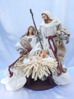Święta Rodzina - Zestaw bożonarodzeniowy SR36R - Figurki w ubraniu do szopki betlejemskiej szopka bożonarodzeniowa, stajenka betlejemska, figury do szopki