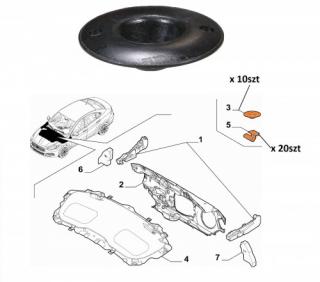 Komplet spinek wygłuszenia maski Fiat Tipo