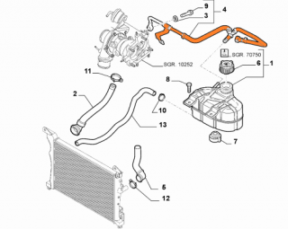 Przewód układu chłodzenia Alfa Romeo Mito Punto Abarth