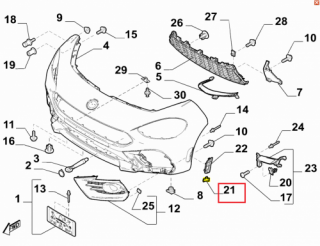 Ślizg prawy mocowanie zderzaka Fiat 124 Spider