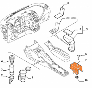 Uchwyt podłokietnika Fiat Grande Punto Alfa Mito