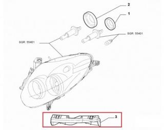 Zestaw naprawczy reflektora strona prawa Fiat Doblo 2015-