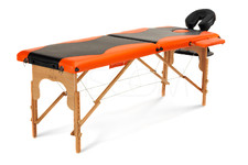 Łóżko do masażu 2 segmentowe dwukolorowe czarno - pomarańczowe