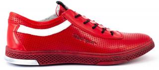 Buty męskie skórzane casual K23P czerwone