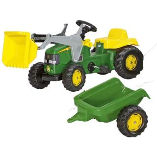 Rolly Toys John Deere Kid Traktor na pedały z przyczepą i ładowarką 023110