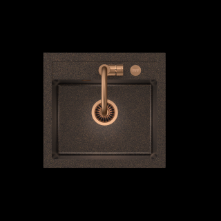 Zestaw zlewozmywak JOHNNY 110 Steingran Art Copper Black Pearl z baterią Naomi miedziana + syfon miedź + zaślepka miedź