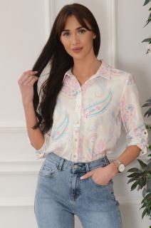 Bluzka koszulowa pastel paisley kremowa Yulia Rozmiar: 2XL