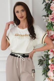 Bluzka T-shirt aplikacja PARIS kremowa Rozmiar: UNI