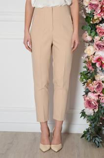 Eleganckie spodnie cygaretki w kant beżowe Pomado Rozmiar: XL