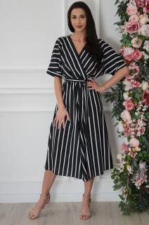Kombinezon kimono nogawki 7/8 w paski czrno-biały Zac Rozmiar: UNI