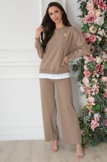 Komplet dresowy z naszywką wide leg mocha Nemo Rozmiar: XL