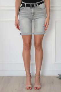 Spodenki jeansowe z dziurami i paskiem szare Geri Rozmiar: L