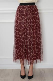 Spódnica maxi z siateczki animal print bordo Perta Rozmiar: UNI